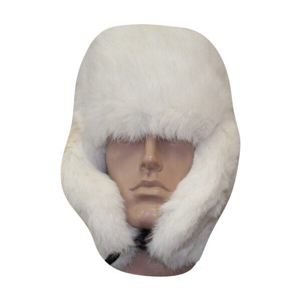 03082018-White rabbit fur fluffy winter hat ushanka(1)