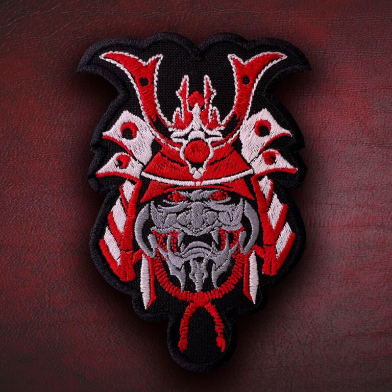 oni-samurai-embroidered-iron-on-patch-japanese-warrior-sew-on-embroidery-ghost-samurai-custom-patch